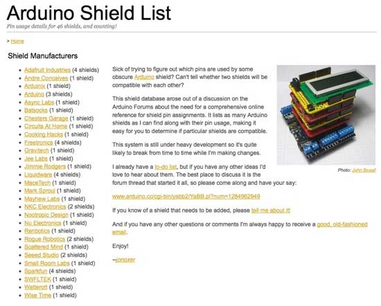 Listado de Shields para Arduino