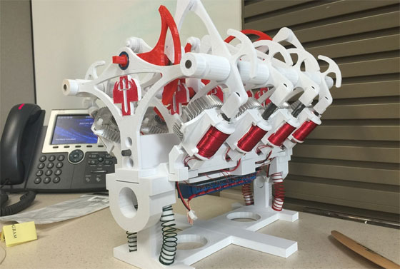 Motor con solenoides impreso en 3D