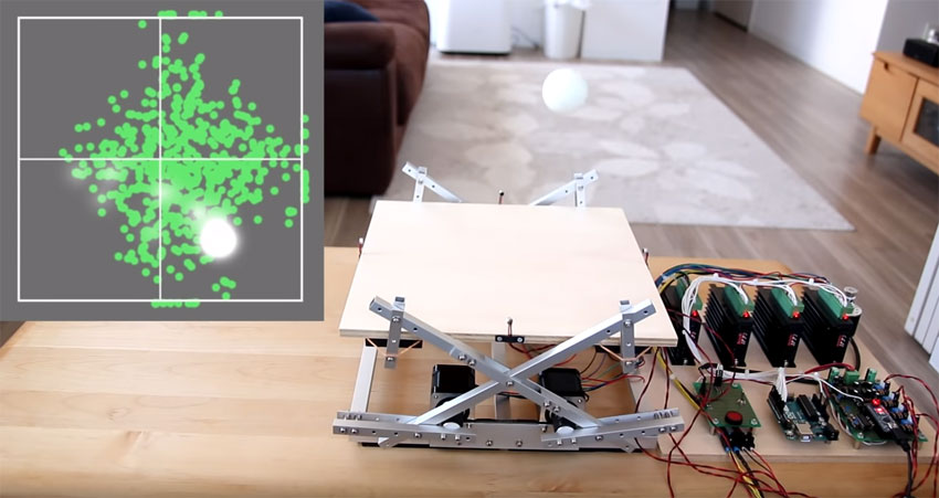Máquina para hacer rebotar una bola de Ping Pong hecha con Arduino
