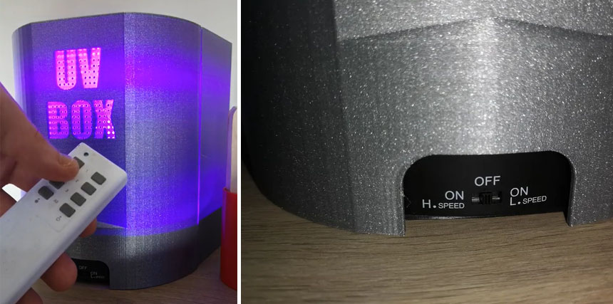 Caja de curado UV para piezas impresas en 3D con resina