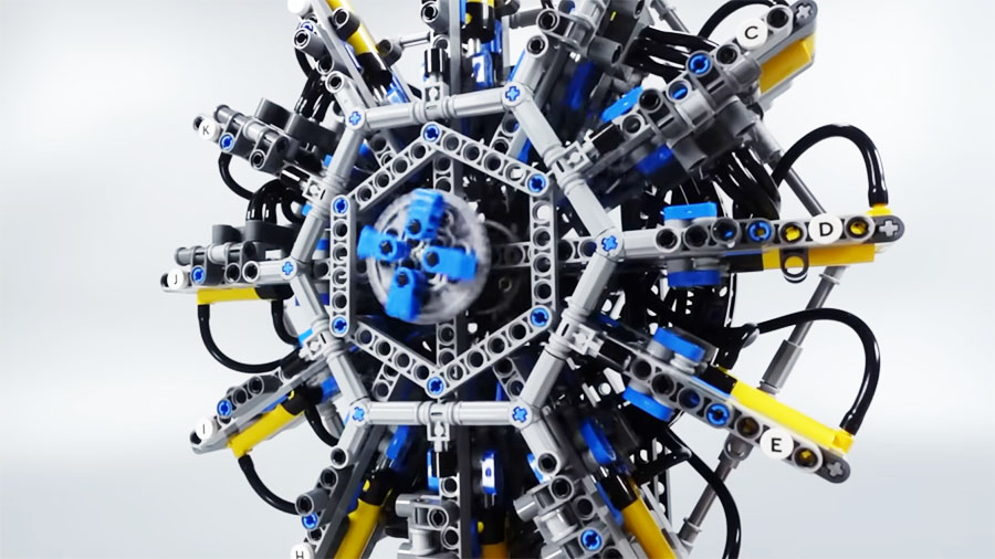 El increíble motor radial de 12 cilindros hecho con LEGO que funciona