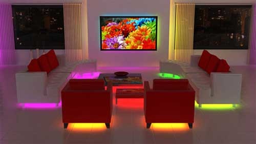Salón tuneado con diodos LED de colores