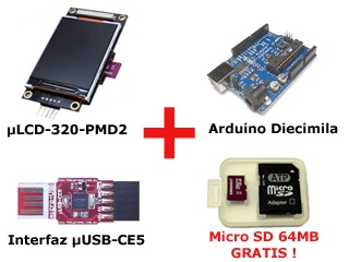 Paquete BricoGeek: Arduino + LCD + USB + MicroSD 64 GRATIS